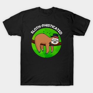 Sloth-phisticated Funny Animal Slot Pun T-Shirt